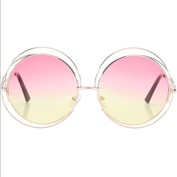 FARRAH PINK OMBRÉ RETRO 70’s OVERSIZED SHADES *NEW - Picture 7 of 7